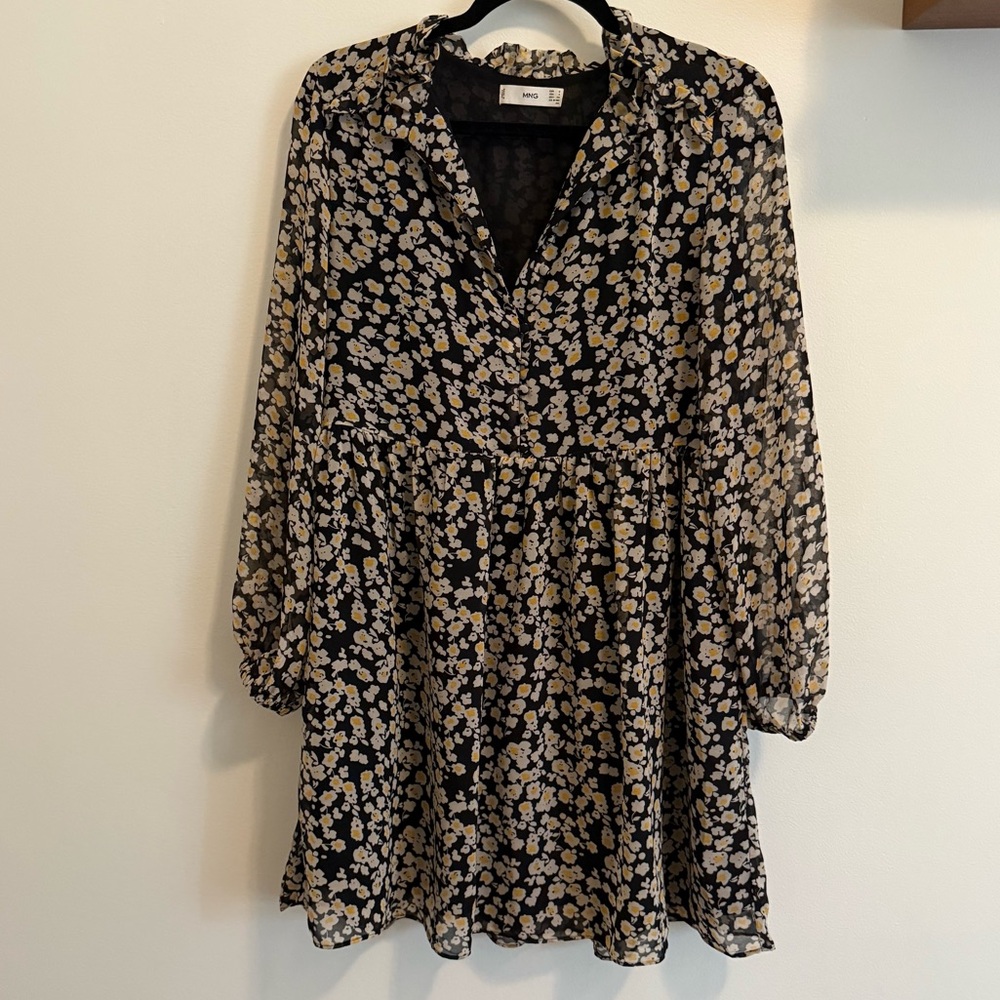 Mango Black Floral Dress